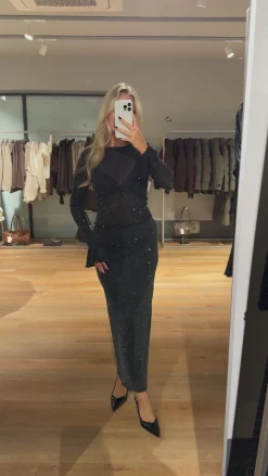 Angela glitter bluse sort