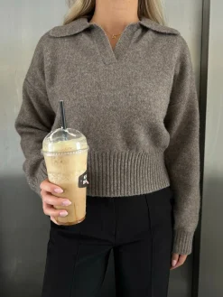 Elina striktrøje brun