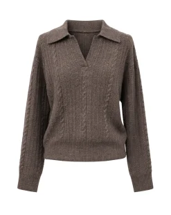 Ellen striktrøje mørkebrun