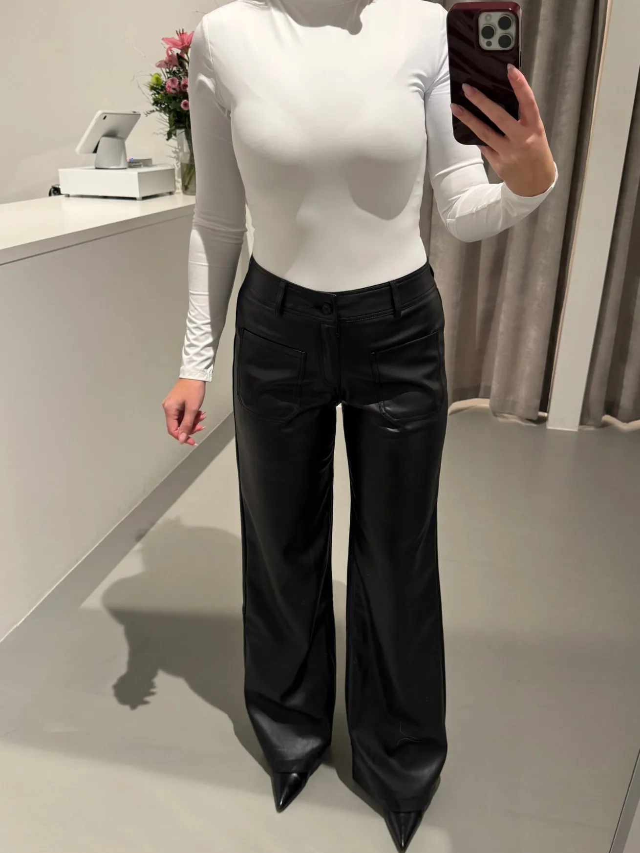 Frida PU bukser sort tall