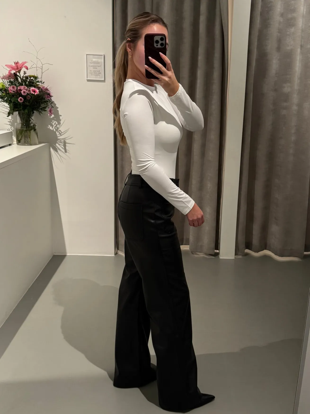 Frida PU bukser sort tall