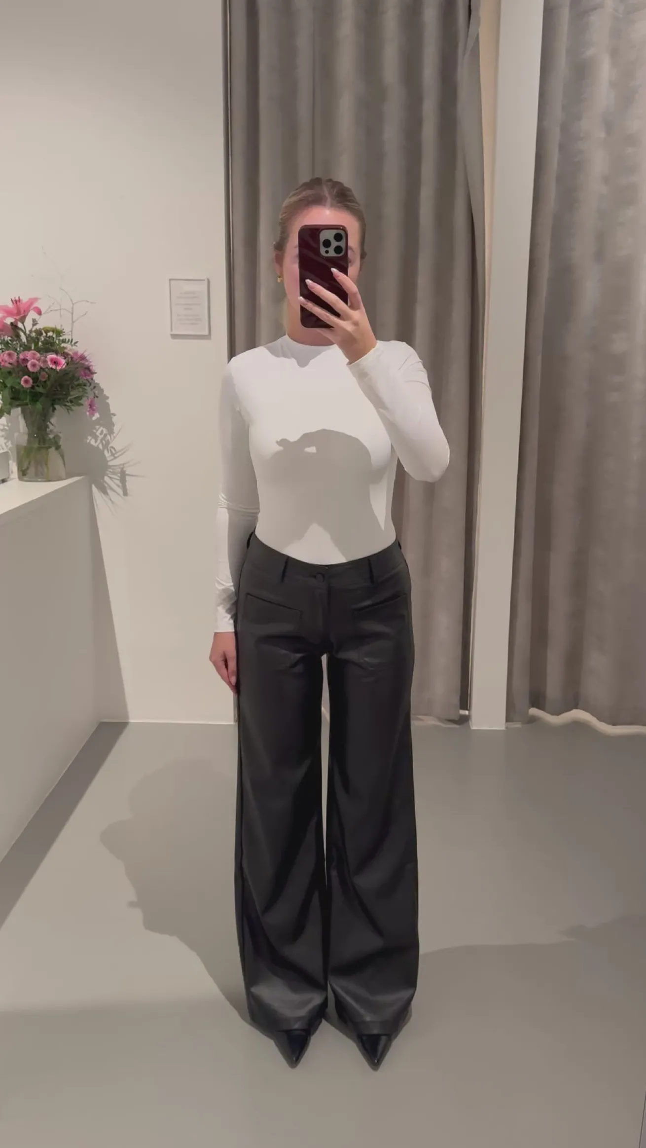 Frida PU bukser sort tall