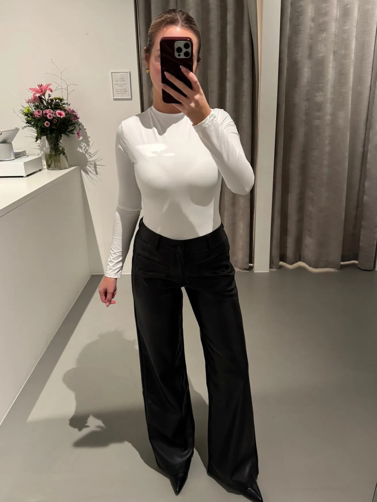 Frida PU bukser sort tall