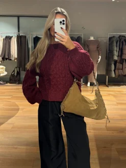 Helena striktrøje bordeaux