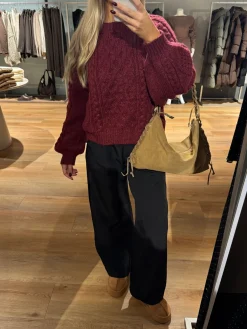 Helena striktrøje bordeaux