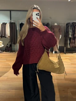 Helena striktrøje bordeaux