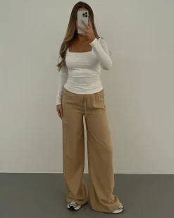 Line bukser lysebrun tall