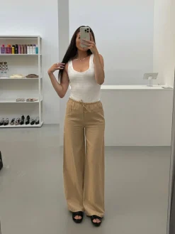 Line bukser lysebrun tall