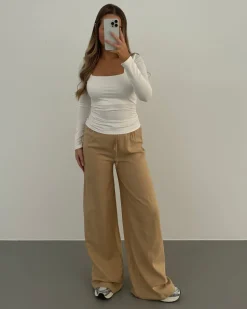 Line bukser lysebrun tall