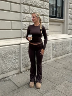 Line leggings mørkebrun