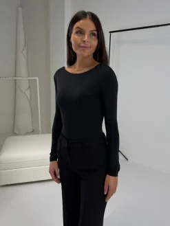 Malou bodystocking dyb ryg sort