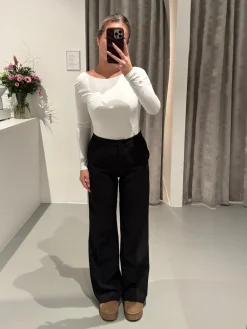 Malou bodystocking dyb ryg hvid