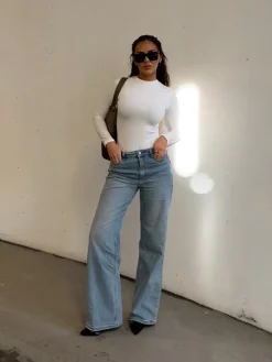 Malou crew neck bodystocking hvid