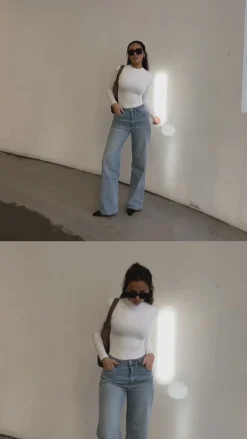 Malou crew neck bodystocking hvid