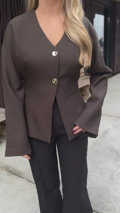 Mia blazer mørkebrun