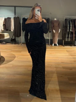 Nicole glitter kjole sort